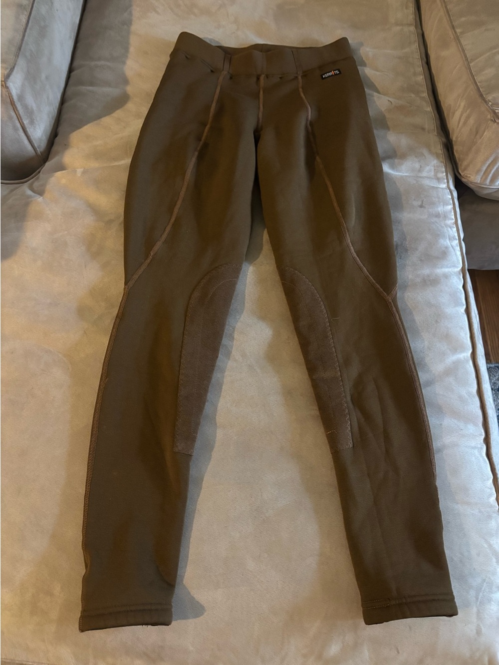 Kerrits Flow Rise Knee Patch Performance Riding Tights Brown Women's Medium EUC